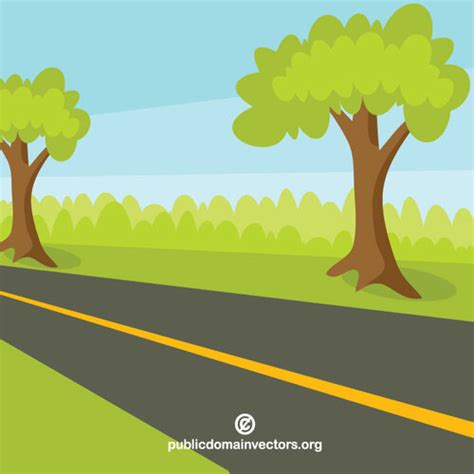 Road And Trees Public Domain Vectors