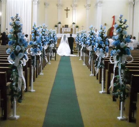 Wedding Church Decorations With Blue Flowers