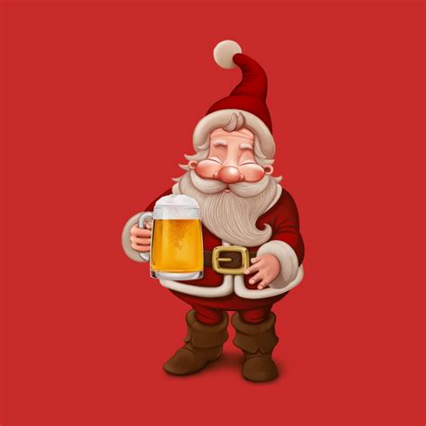 Santa Claus Drinking Beer Painting T Shirt Teepublic