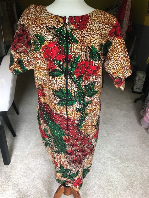 Fabulous Stoned African Ankara Peacock And Floral Print Dress Etsy