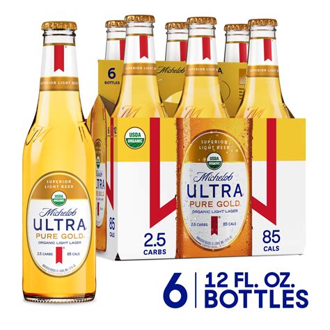 Michelob Ultra Pure Gold Organic Light Lager Beer 6 Pack 12 Fl Oz