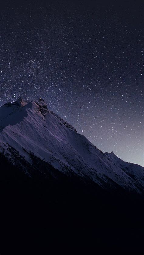 Mountain Night Snow Dark Star Iphone 5s Wallpaper New