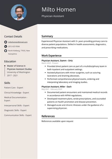Physician Assistant Cv Examples Template And 20 Tips