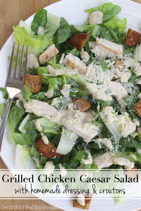 Grilled Chicken Caesar Salad With Homemade Dressing And Croutons