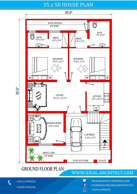 30x50 House Plan 6 Marla House Plan Ideal Architect