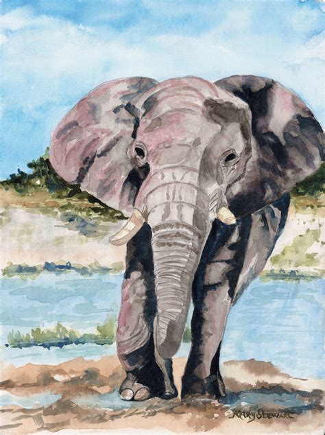 Elephant In The Wild ~ Watercolor On Canvas Watercolor Canvas