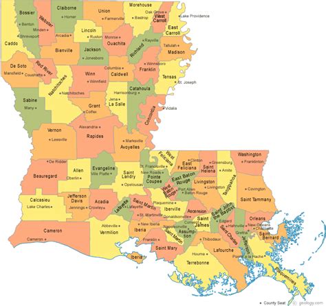 Parishes In Louisiana Louisiana Map Louisiana Parish Map County Map