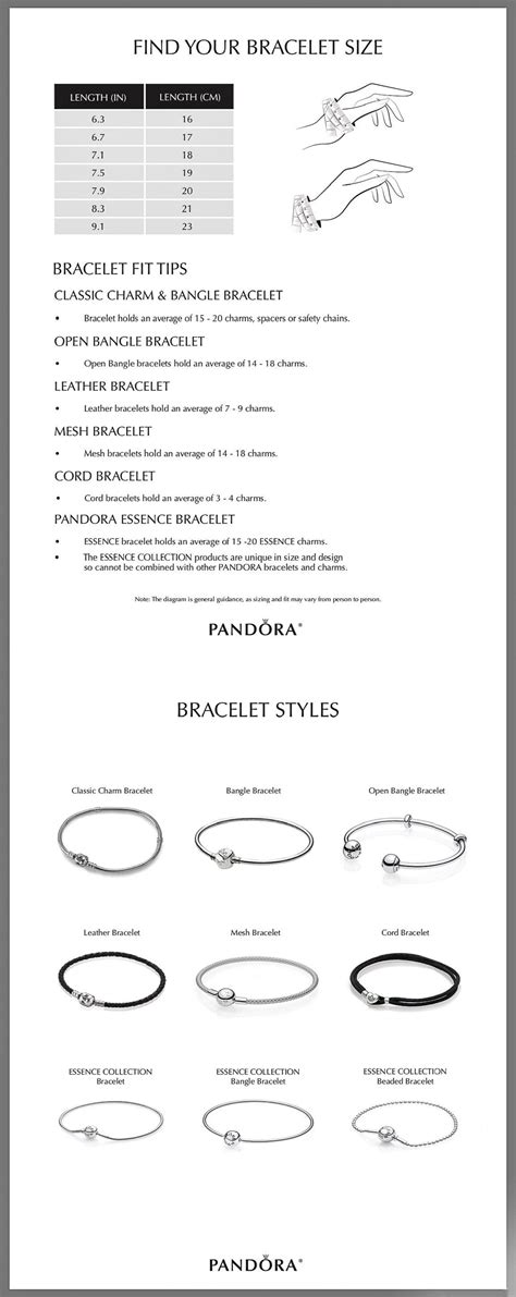 Pandora Bracelet Sizing Chart