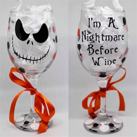 Nightmare Before Christmas Wine Glass Jack Skellington Etsy In