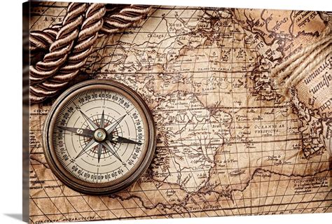 Vintage Map With Compass Wall Art Canvas Prints Framed Prints Wall Peels Great Big Canvas