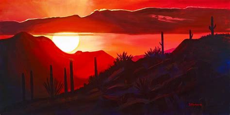 Diana Madaras Desert Sunset Painting Sunset Painting Southwest Art