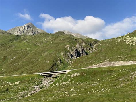 Mountain Road Crossing St Gotthard Pass Gotthardpass Or Passo Del Sao