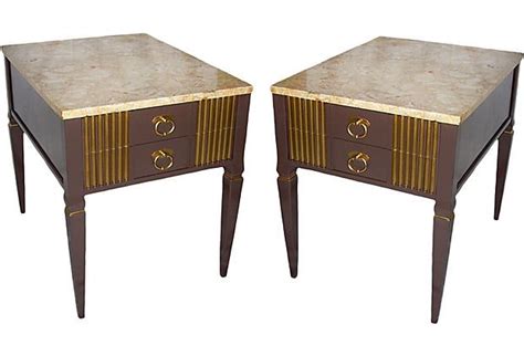 Stunning Pair Of Neoclassical Style Tables With Marble Tops Newly