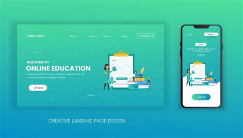 Premium Vector Online Education Landing Page Template