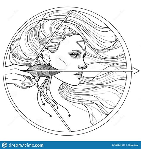 Girl Sagittarius Horoscope Zodiac Stock Vector Illustration Of Bold