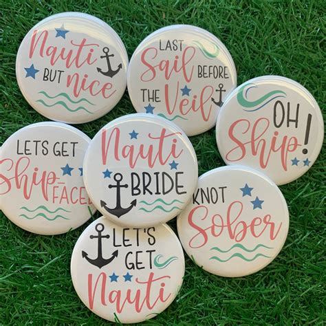 nautical themed bachelorette party pins nauti bride and etsy