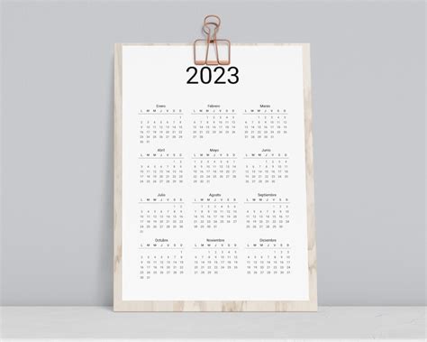 Calendario Anual Español Imprimible 2023 2024 Calendario Etsy España
