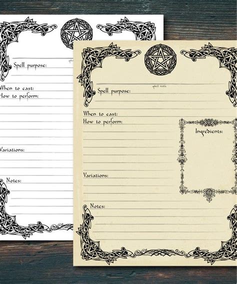 Printable Spell Template Book Of Shadows Page Digital Etsy Uk Witch