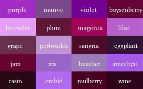 25 Shades Of Purple Purple Color Chart Shades Of Violet Colors Name