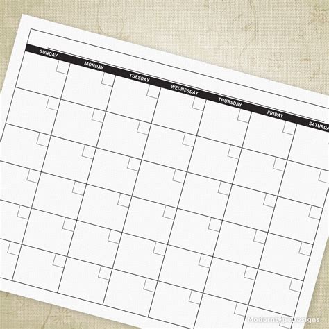 Blank Monthly Calendar Template Monthly Planner Printable Yearly
