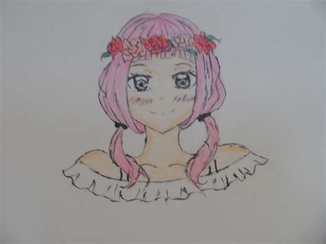 Anime Girl Wearing Flower Crown 2 Colour By Tvpham2009 On Deviantart