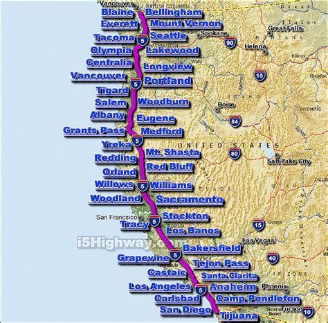 Highway 5 California Map Map Vector