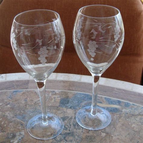 Vintage Wine Glass Glasses Etched Crystal Grape By Cinfuloldies