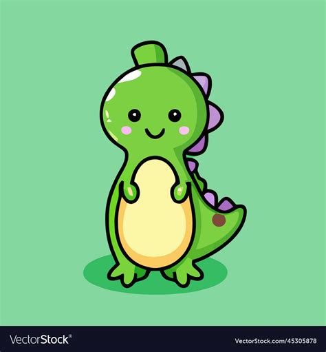 Cute Dinosaur Dinosaur Kawaii Chibi Drawing Style Vector Image