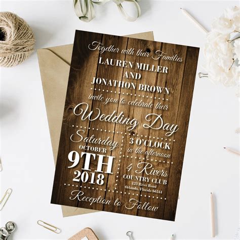 Rustic Wedding Invite Barn Wedding Invitation Country Etsy