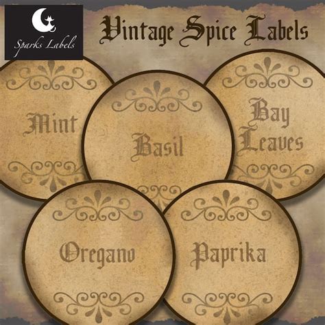 Vintage Spice Labels Digital Download Customizable Etsy