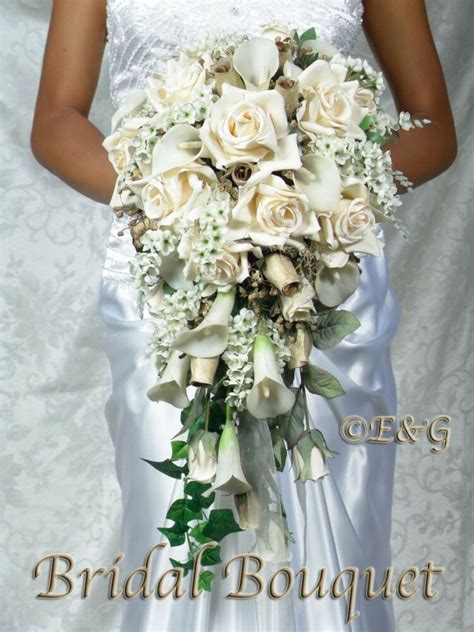 Want wedding bouquets that last longer and won't wilt? BEAUTIFUL CREAM GOLD Bouquet Wedding Bouquets Bridal ...