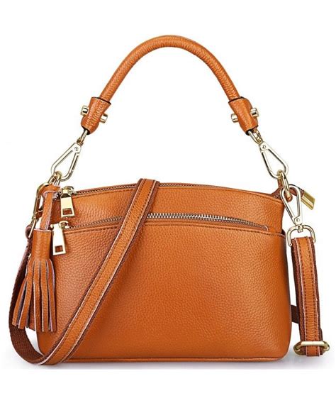 Womens Small Genuine Leather Multi Zipper Crossbody Bag Top Handle
