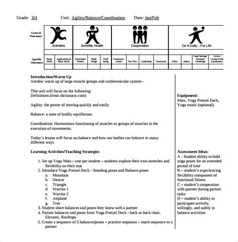 Free 14 Sample Physical Education Lesson Plan Templates In Pdf Ms Word