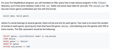 Solved For Your First Mapreduce Program You Will Translate An Sql