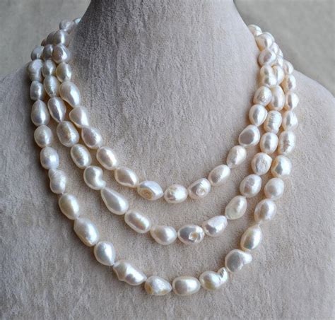 Baroque Pearl Necklace Pearl Jewelry Inches Mm Freshwater Pearl Necklace Long Pearl