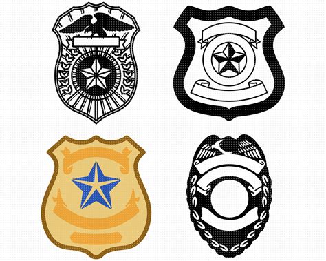 Police officer badge svg dxf eps png clipart as cut file | Etsy