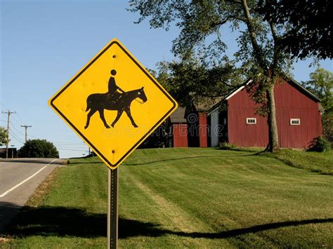 Horse Crossing Sign Stock Image Image Of Crossing Rural 581543