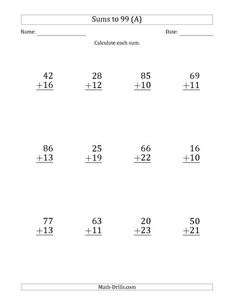 Printable Addition Worksheets 5th Grade Adding Large Numbers