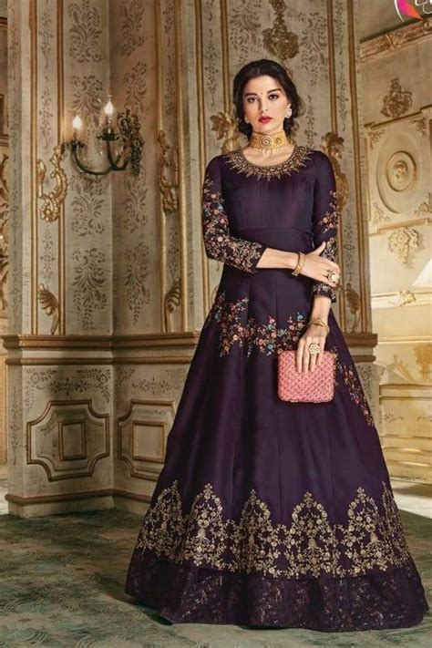Get latest designer anarkali suits for women at peachmode. Beautiful Purple Colored Partywear Embroidered Anarkali ...