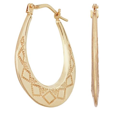 Buy 9ct Gold Faceted Oval Creole Earrings At Uk Your Online Shop For Ladies Earrings
