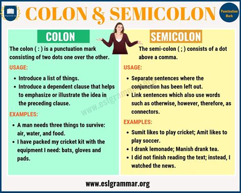 So, knowing where and how exactly to use these punctuations is extremely important. Colon vs Semicolon: When to Use a Semicolon, a Colon - ESL ...