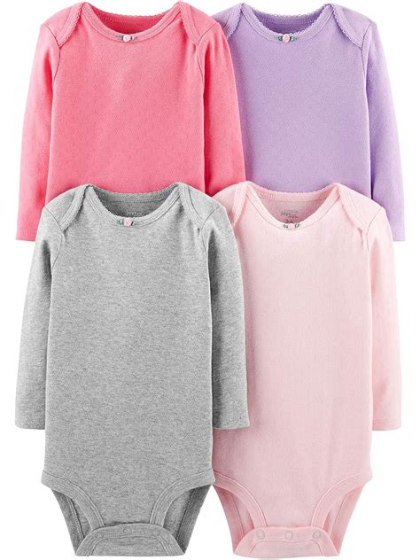 Simple Joys By Carters Baby Girls 4 Pack Long Sleeve Bodysuits