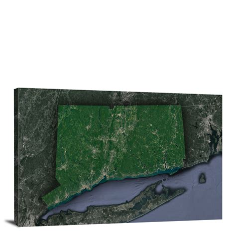 Connecticut State Satellite Map 2022 Canvas Wrap