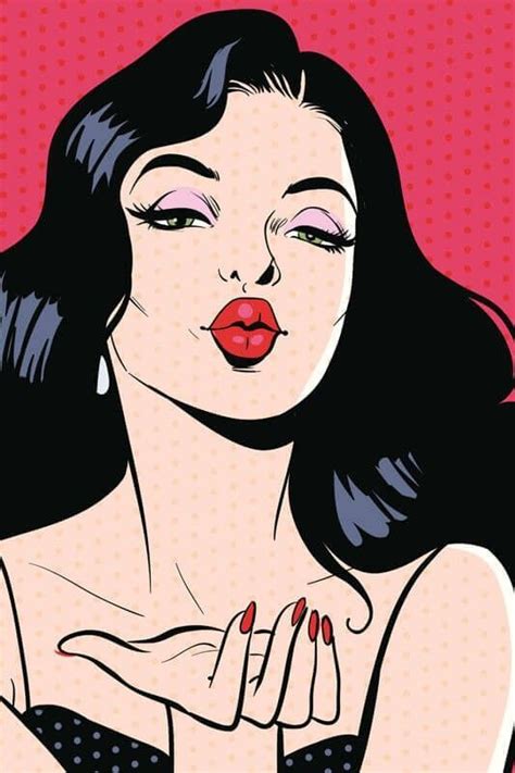 Woman Blowing Kiss Pop Art Ilustração Da Arte Pop Arte Pop