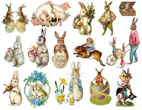 easter rabbits bunnies clipart vintage easter png ephemera easter printables easter holiday