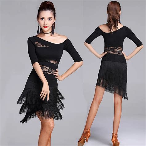 Latin Dance Dress For Women High Quality Professional Samba Chacha Dancing Skirt Adult Black