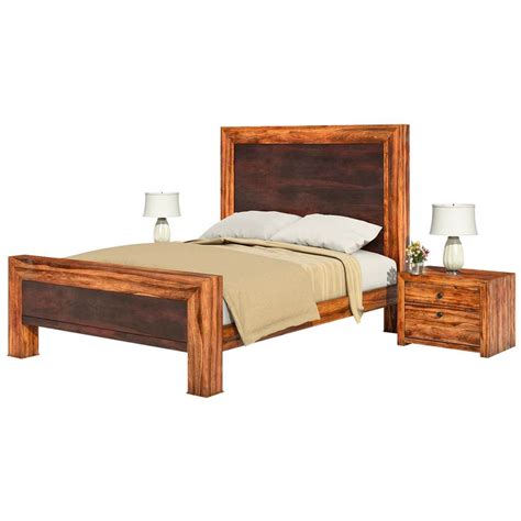 Texas Solid Wood Paneled Platform Bed Frame W Headboard