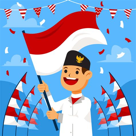 Happy Boy Celebrating Indonesia Independence Day 2650302 Vector Art At