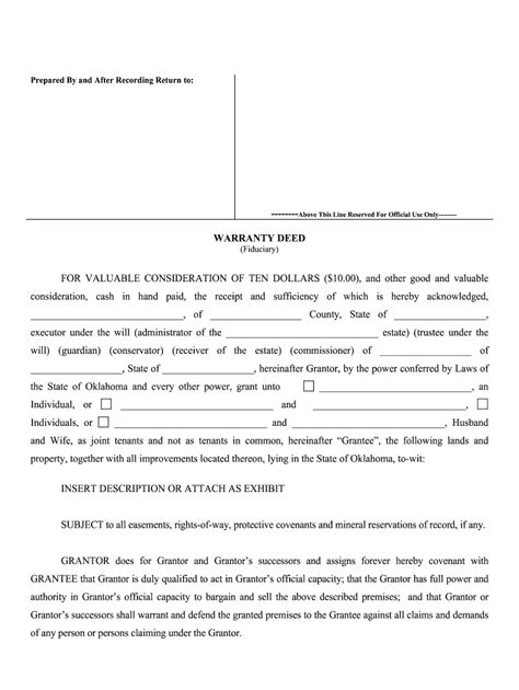 Sample Fiduciary Deed Form Fill Out And Sign Printabl
