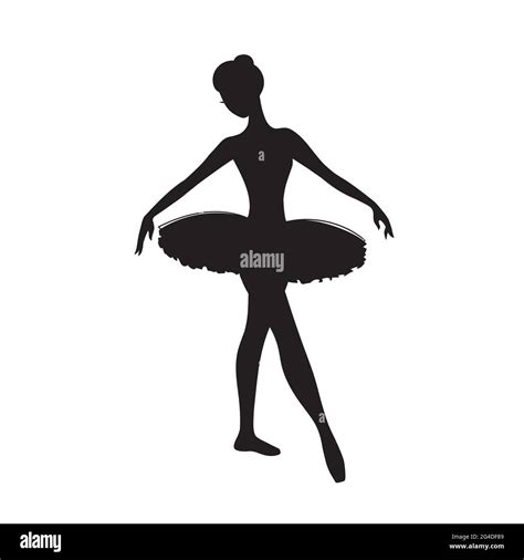 Silhouette Ballerinadancing Womanblack And White Illustration Of A